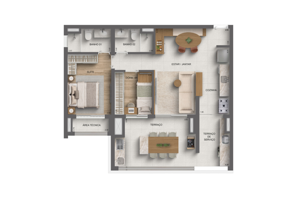 Apartamento 79m² - 2 dorms - Platinum Tatuapé Diálogo